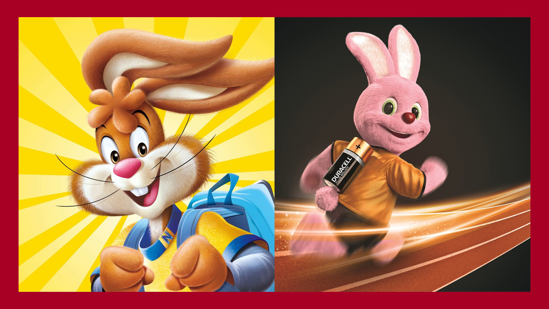 Слева кролик Квики от Nesquik, справа Duracell Bunny